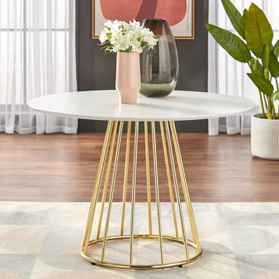 Marsai Round Dining Table White/Gold - Buylateral 1 Marsai Round Dining Table White/Gold - Buylateral