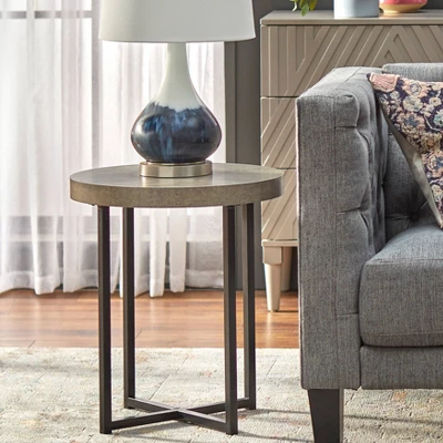 Era Round Contemporary End Table Gray/Black - Buylateral 1 Era Round Contemporary End Table Gray/Black - Buylateral