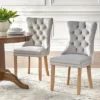 Set Of 2 Portico Tufted High Back Velvet Dining Chairs Gray - Buylateral