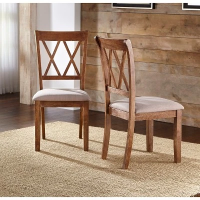 Set Of 2 Roma Cross Back Dining Chairs Driftwood - Buylateral 1 Set Of 2 Roma Cross Back Dining Chairs Driftwood - Buylateral