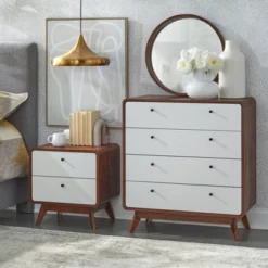 Cassie Mid-Century Modern Nightstand Walnut/White - Buylateral -Online Furniture Store GUEST 6dedaa84 3554 4f14 a7f5 a53330c49d7a 1