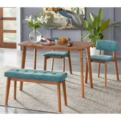 Nettie Mid-Century Modern Upholstered Bench Walnut/Teal - Buylateral -Online Furniture Store GUEST 7b14bbe5 4fde 4050 ac39 41cff05a3ebf
