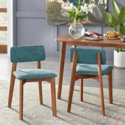 4pc Nettie Mid-Century Modern Dining Set With Bench Walnut/Teal - Buylateral -Online Furniture Store GUEST 7bbe3003 7bc4 46fa 96c2 4c125c385dab