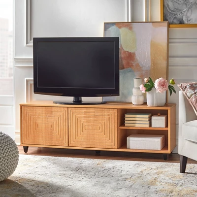 Messina TV Stand For TVs Up To 68" Light Brown - Buylateral 2 Messina TV Stand For TVs Up To 68" Light Brown - Buylateral - Image 2