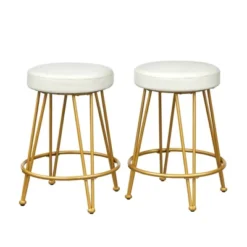 Set Of 2 24" Mazzini Faux Leather And Metal Counter Height Barstools - Buylateral -Online Furniture Store GUEST 8607c253 0571 45c6 8b72 5fbf46715352