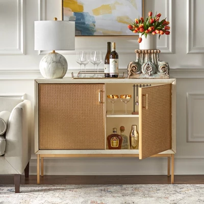 Lati Rattan Door Buffet Antique White/Natural - Buylateral 2 Lati Rattan Door Buffet Antique White/Natural - Buylateral - Image 2