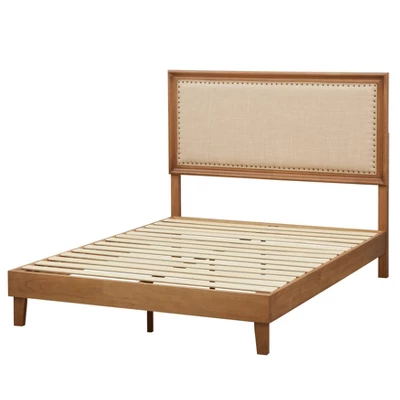 Queen Shaye Upholstered And Rustic Wood Bed - Buylateral 5 Queen Shaye Upholstered And Rustic Wood Bed - Buylateral - Image 5