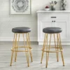 Set Of 2 24" Mazzini Faux Leather And Metal Counter Height Barstools - Buylateral