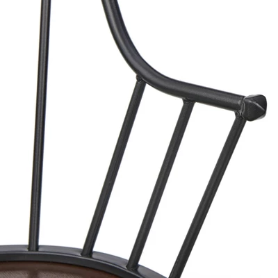 Set Of 2 Milo Windsor Metal With Wood Seat Dining Armchairs Black/Espresso Brown - Buylateral 4 Set Of 2 Milo Windsor Metal With Wood Seat Dining Armchairs Black/Espresso Brown - Buylateral - Image 4