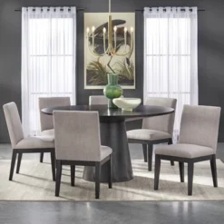 7Pc North Bay Round Dining Set Gray - Buylateral